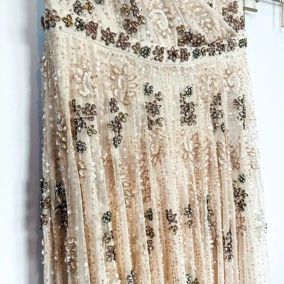 Mac Duggal Embellished Blush Pink Wrap Over Sleeve A-line Gown Dress Size 12 - Picture 6 of 16